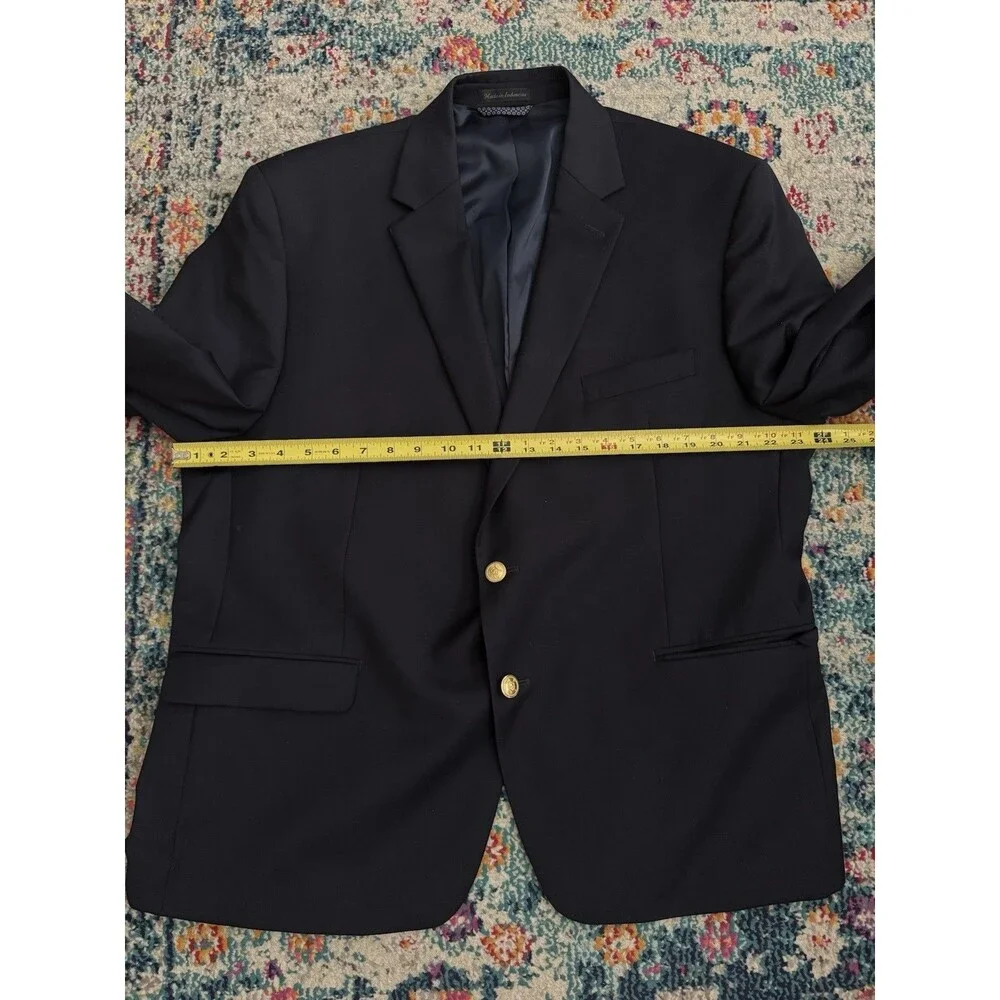 Lauren Ralph Lauren Men’s Navy Blue Blazer Suit Jacket Wool Blend 46S Gold Btn